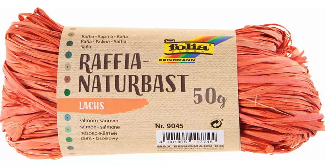 Raffia-Naturbast, 50 g, 1 Bündel, lachs