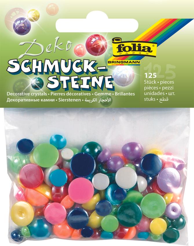 Schmucksteine "HALBKUGELN", 125 Stück, Perlmutt, Größen sortiert