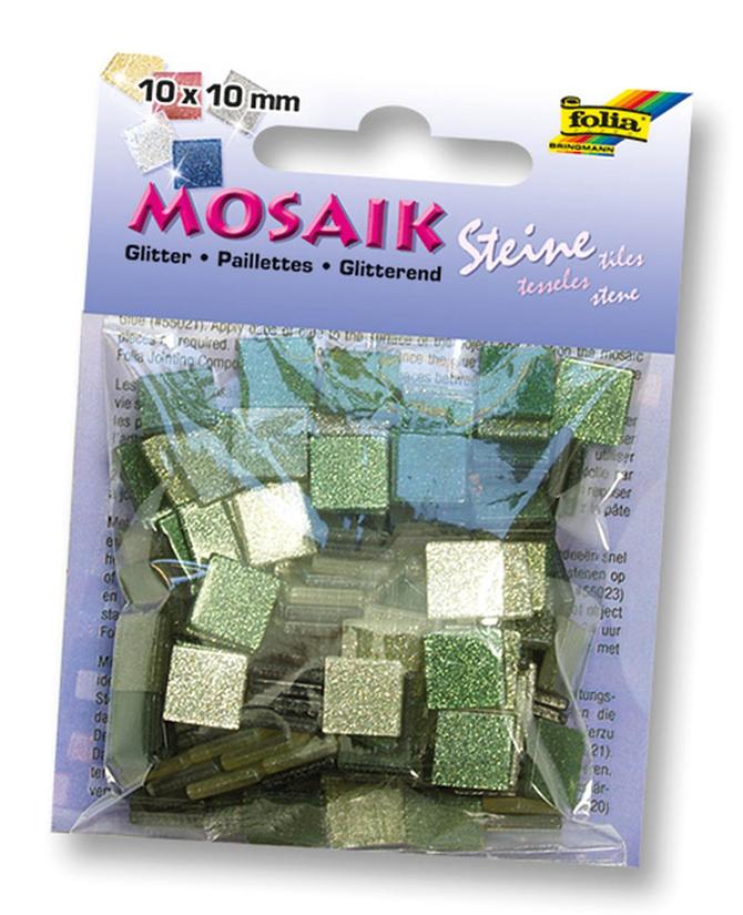 Mosaiksteine GLITTER MIX, 45 g, 10 x 10 mm, verschiedene Farben, 190 Stück