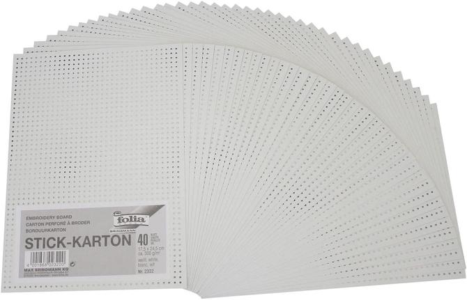 Stickkarton weiß 300 g/m², 17,5 x 24,5 cm, 40 Blatt, unbedruckt