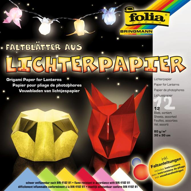 Lichterpapier 30 x 30 cm, 12 Blatt farblich sortiert