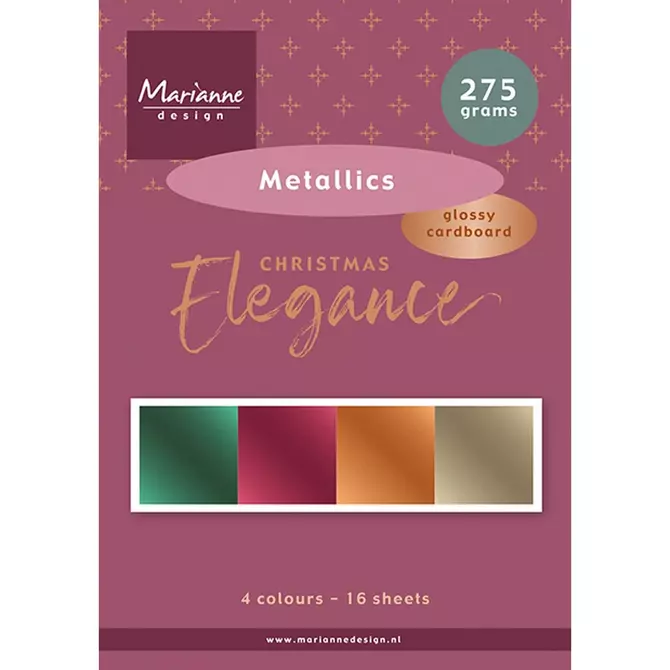  Spiegelkarton Christmas Elegance "Metallic grün, Bordeaux, Kupfer, gold", DIN A5, 16 Bogen