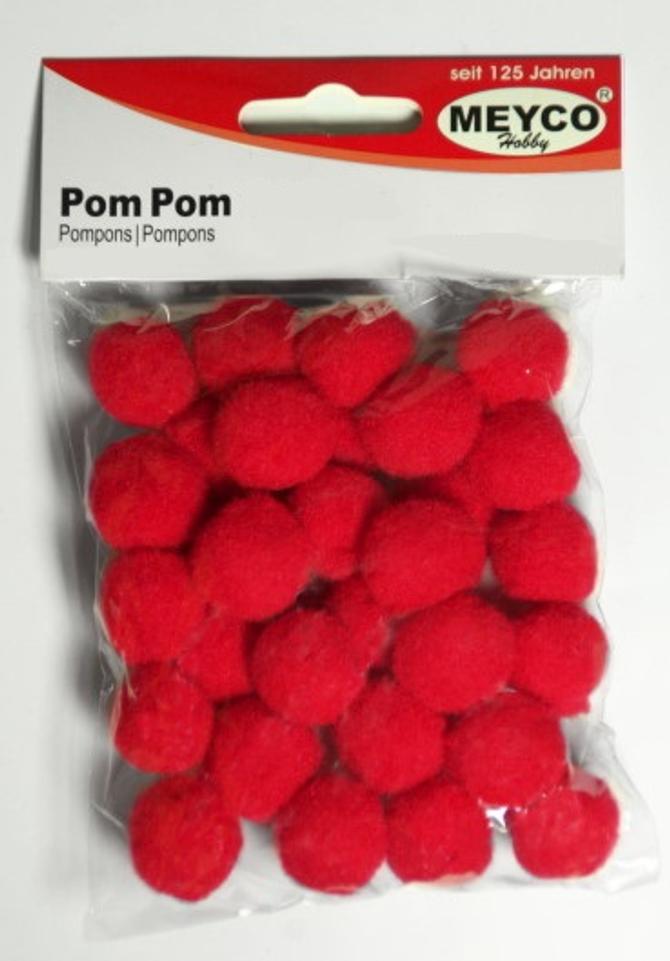 Pompons rot, 10 mm, 50 Stück