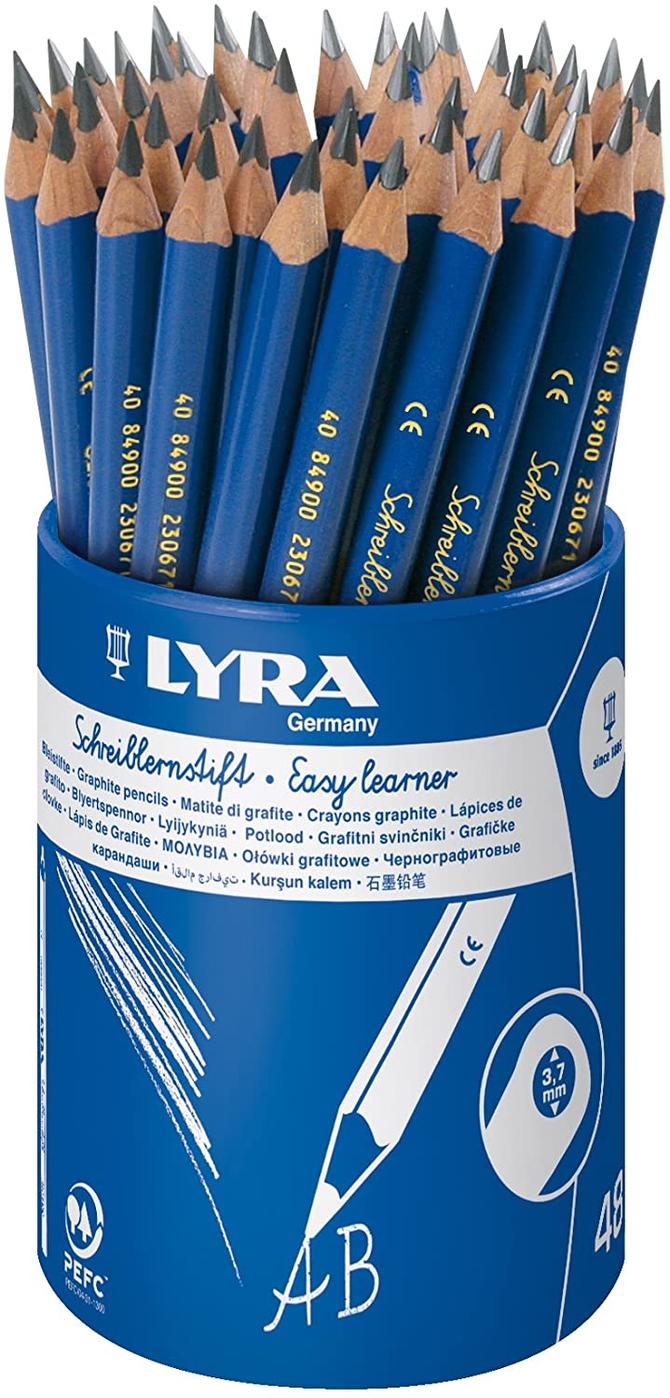 LYRA Schreiblernstift - 48 Stifte im Becher für Anfänger