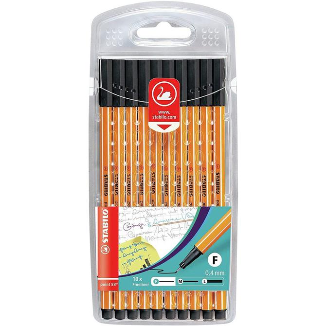 Stabilo point 88 - Fineliner - Packung mit 10 Stiften gleicher Farbe - schwarz