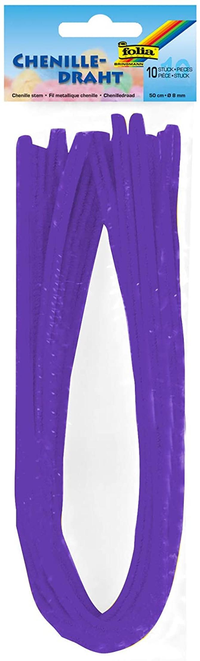 Chenilledraht, 50cm lang, Ø 8mm 10 Stück, dunkelviolett