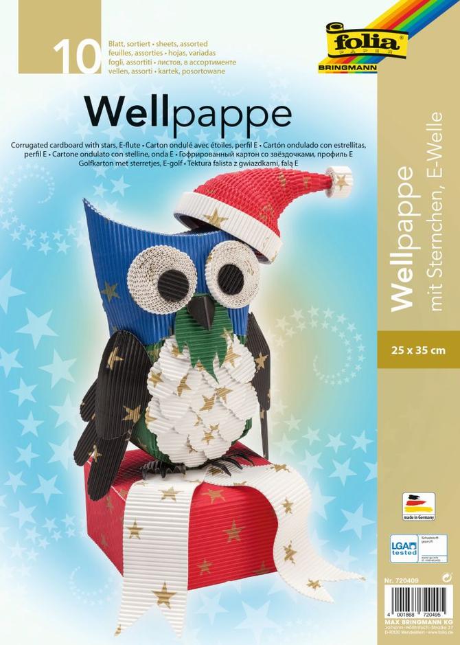 E-Wellpappe mit Sternchen, 25 x 35 cm, 10 Bogen