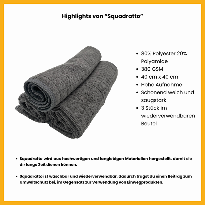 Squadratto - Mikrofasertuch - fusselfrei & saugstark | Glas & Displays