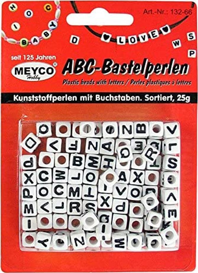 ABC-Bastelperlen, Buchstaben-Perlen, sortiert, 25g