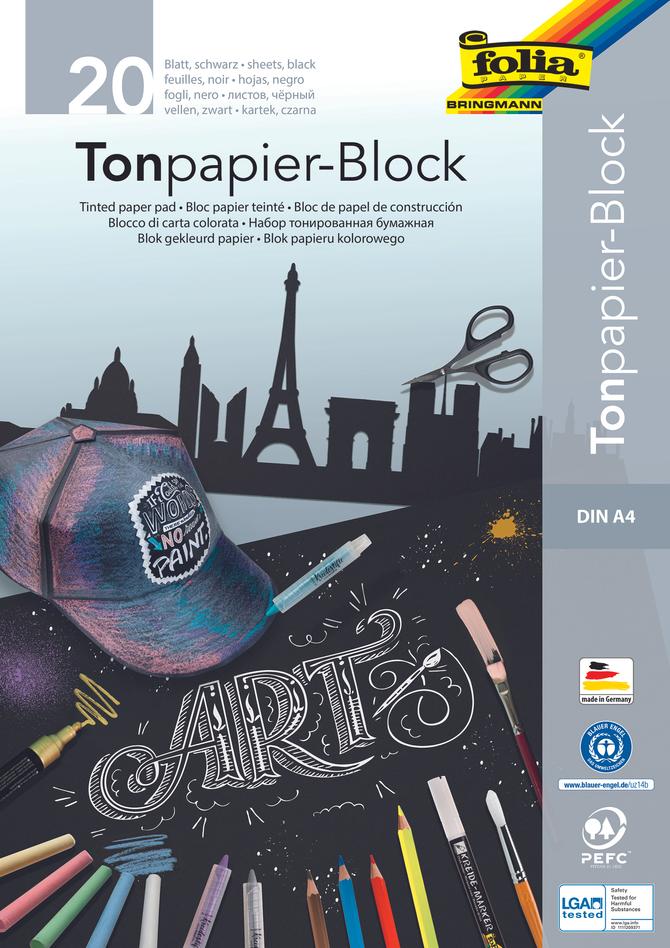 Zeichen- & Bastelblock, schwarzes Papier, DIN A3 & DIN A4