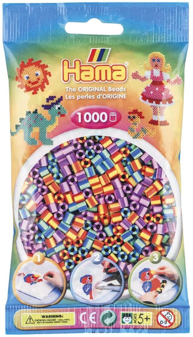 Bügelperlen ca. 3.000, bunte Midi Bastelperlen, Ø 5 mm, im Streifen Mix