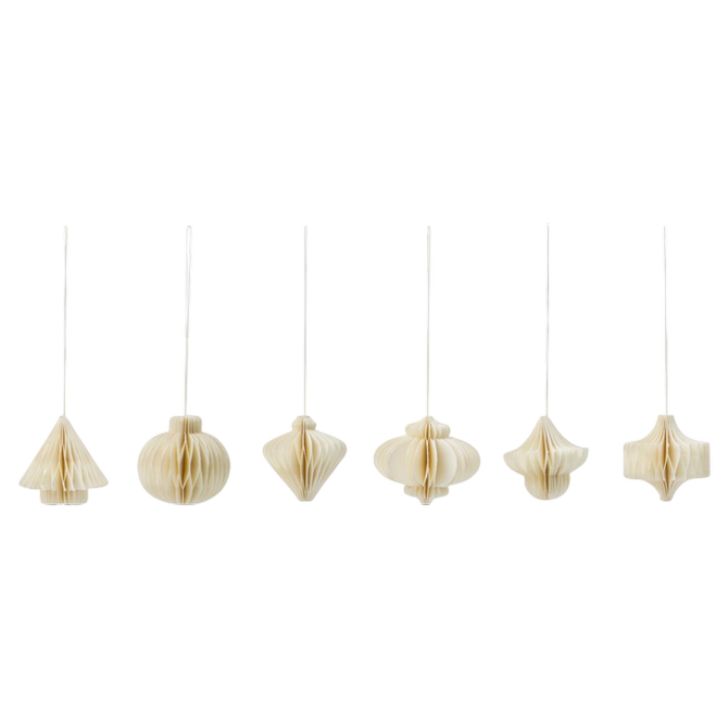 6fach sortierte Ornamente "Comb" in Cremeweiß von House Doctor