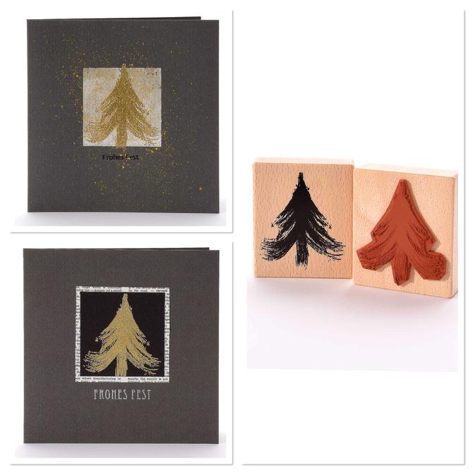 Holzstempel "Tannenbaum Pinselstrich", 7x8cm