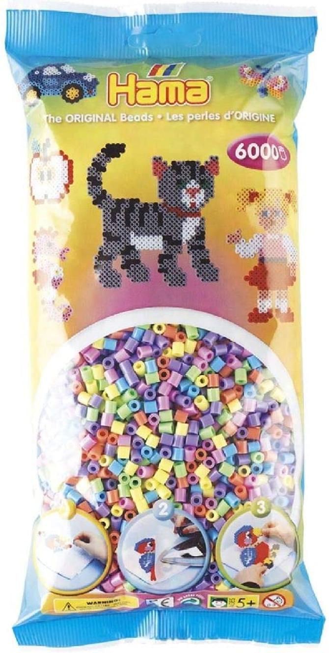 Bügelperlen, ca. 6.000 bunten Midi Bastelperlen, Durchmesser 5 mm im Pastell Mix