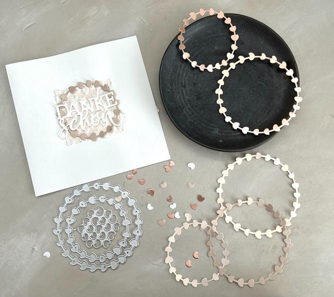 Stanzschablonen Set "Herzblatt Kränze"m bis 10cm D., 3-tlg. 