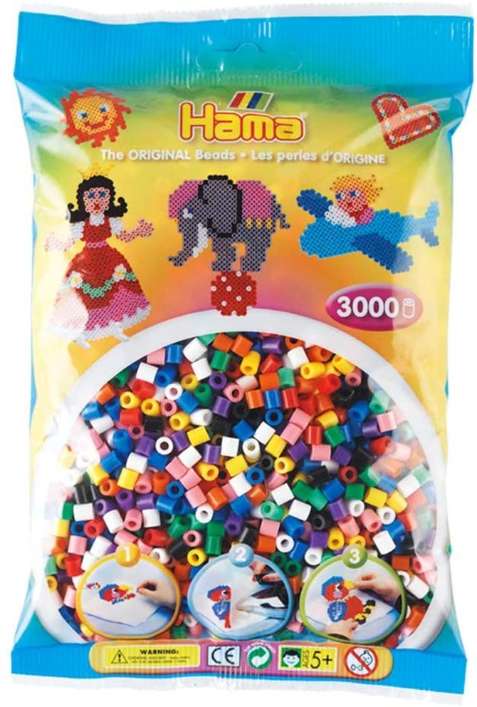 Bügelperlen ca. 3.000, bunte Midi Bastelperlen, Ø 5 mm, im 10 Farben Mix