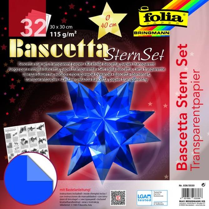 Bascetta-Stern Set, TRANSPARENTPAPIER 30 x 30 cm, blau
