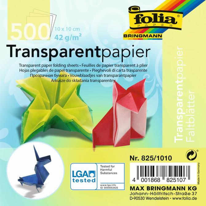 Transparentpapier-Faltblätter, verschiedene Größen, 42 g/m², farbig sortiert, 500 Blatt