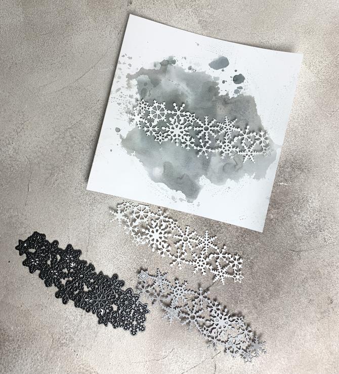 Stanzschablone Eiskristall Bordüre, 4,5x13,2cm