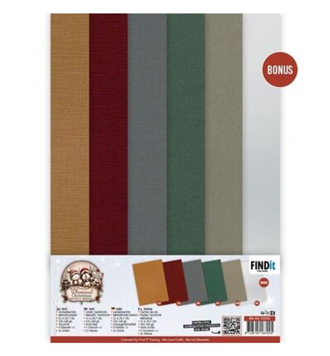 Leinen metallic Cardstock Papier Set " Whimsical Christmas", 21x29,7cm,,225-240g/qm, 21 Bogen 