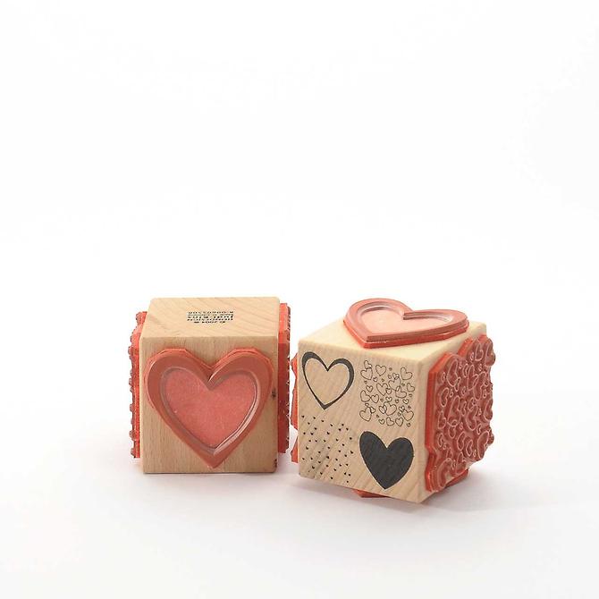 Holzstempel 4auf1 "Herz,Herzkontur, Herzchen, Herzilein", 4 Motive auf 1 Würfel, 5x5cm 