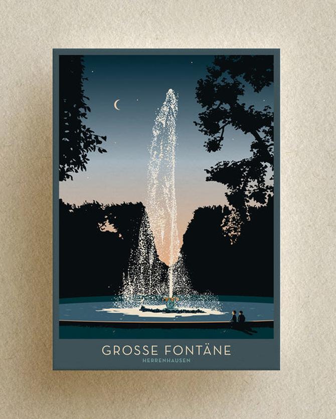 Illuster Welt Poster A4 FONTÄNE HERRENHAUSEN