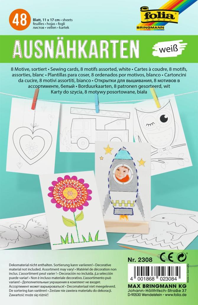 Ausnähkarten 350 g/m², 11 x 17 cm, weiß