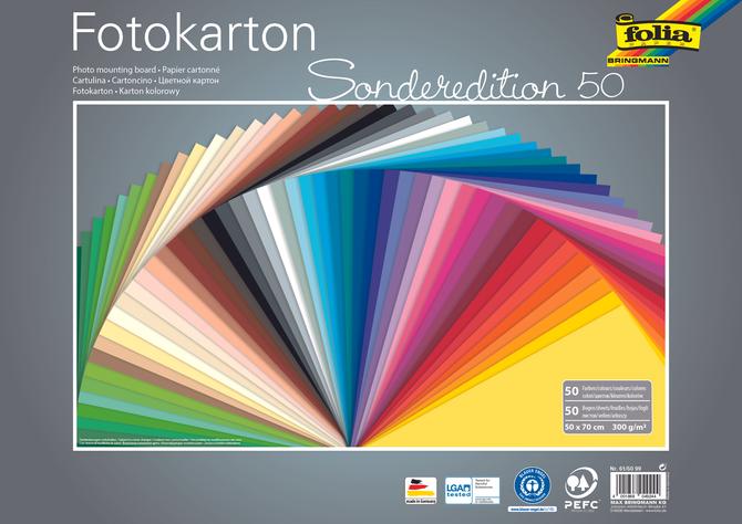 Fotokarton 300 g/m², 50 x 70 cm, 50 Bogen, farbig sortiert