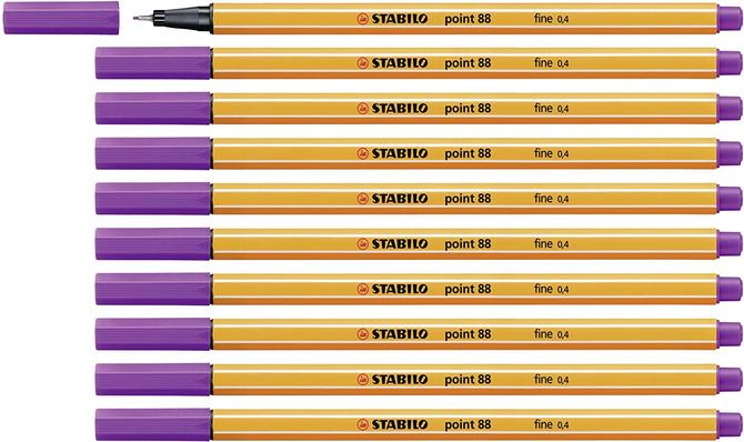Stabilo point 88 - Fineliner - Packung mit 10 Stiften gleicher Farbe - lila