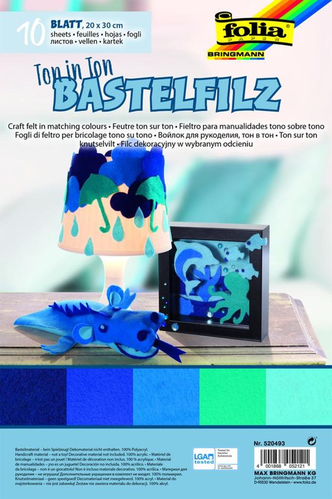 Bastelfilz TON-IN-TON MIX 150 g/m², 20 x 30 cm, blau