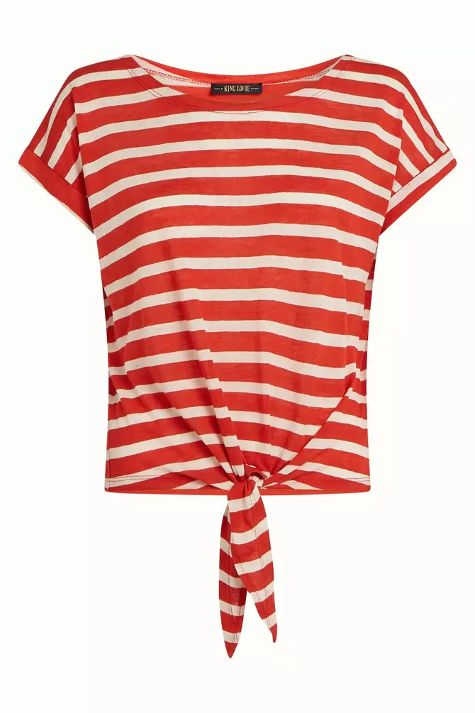King Louie ARIA KNOT SHIRT MARSY LINEN STRIPE