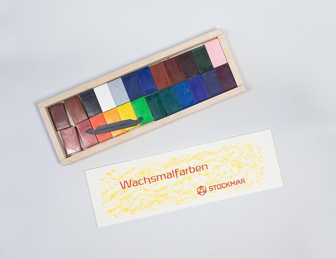 Stockmar - Wachsmalblöcke im Holzkasten, 24 Stück