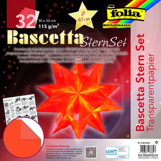Bascetta-Stern Set, TRANSPARENTPAPIER 30 x 30 cm, orange