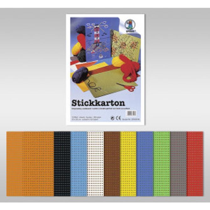 Stickkarton 300 g/qm 23 x 33 cm - 10 Blatt sortiert, farbig