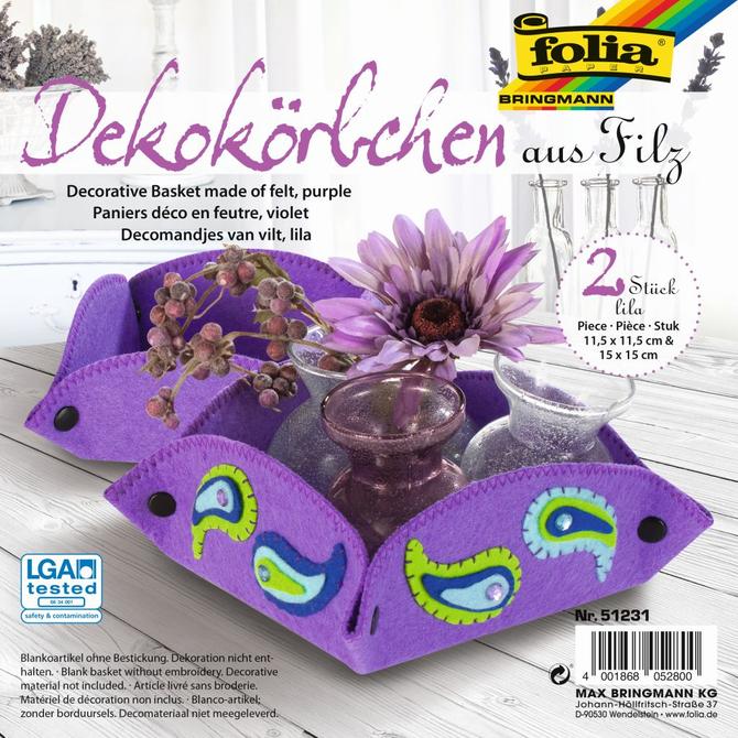 Filzkörbchen, 2er Set, lila
