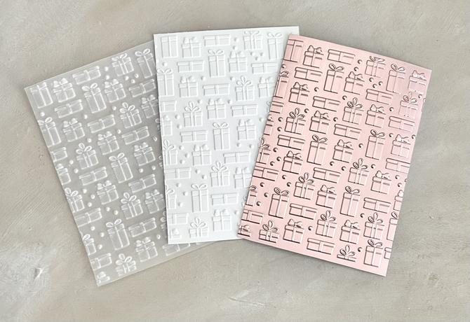 3D Embossing Folder Prägeschablone "Geschenke", 15x15cm