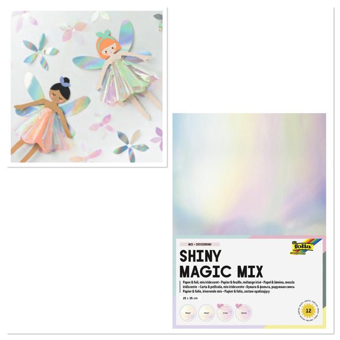 Shiny Magic Papier & Folien Mix "irisierend", 25x35cm,12 Blatt 