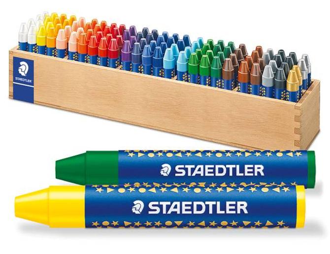 Staedtler Noris Club Wachsmalkreide, wasserfest, 100 Kreiden im Holzaufsteller