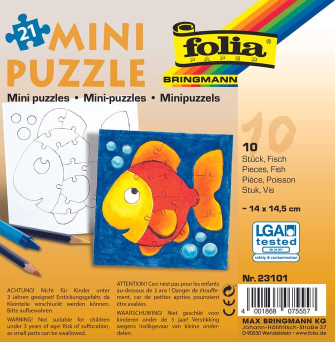Mini Puzzle FISCH extra stark, ca. 14 x 14,5 cm, 21-teilig, 10 Stück, weiß