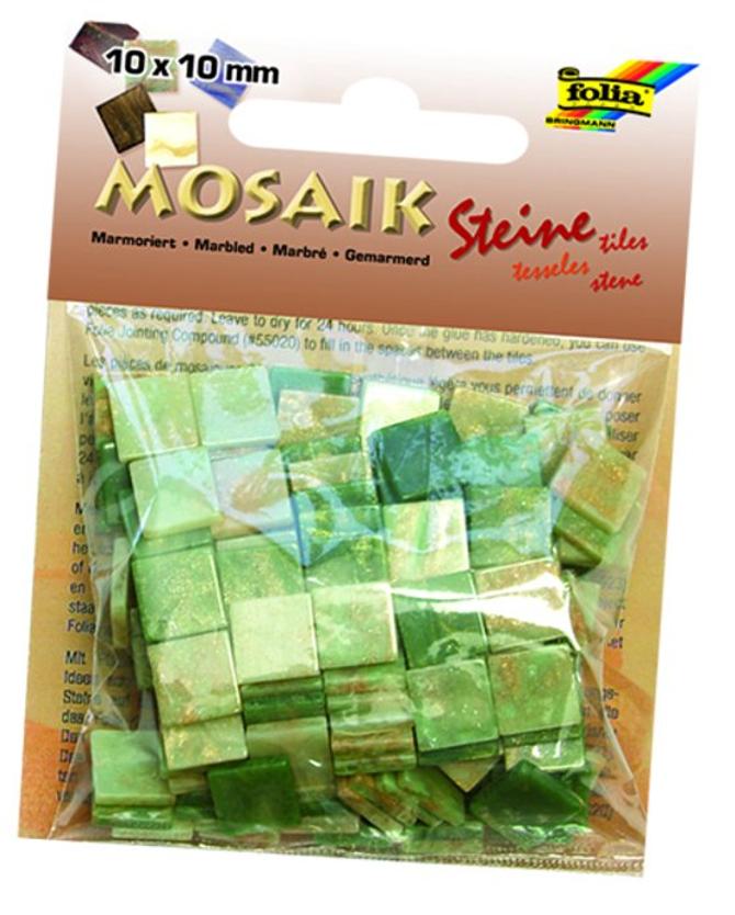 Mosaiksteine MARMORIERTER MIX, 45 g, 10 x 10 mm, grün