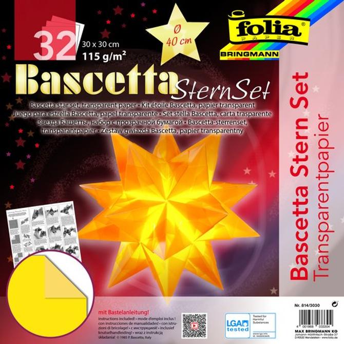 Bascetta-Stern Set, TRANSPARENTPAPIER 30 x 30 cm, gelb