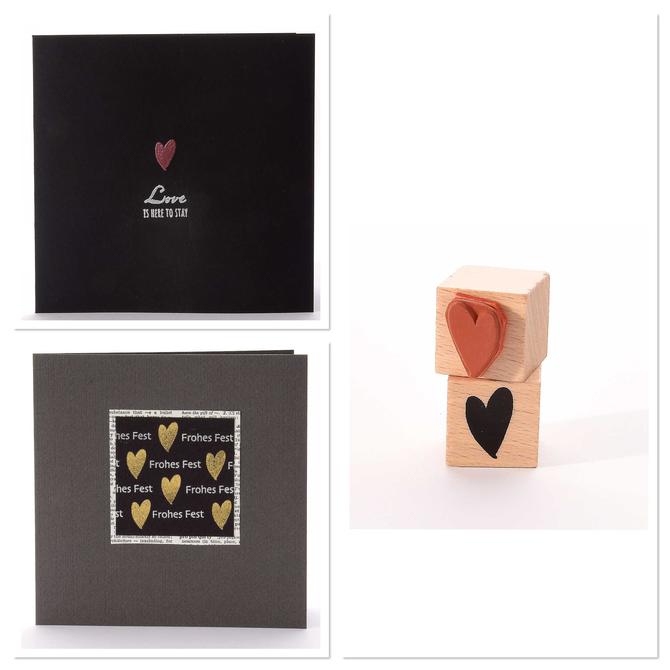 Holzstempel Liebe Freude "Herz Fläche", 2x2cm