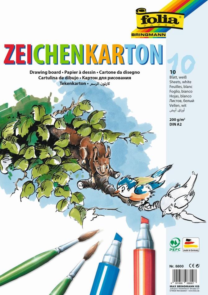 Zeichenkarton 200 g/m², DIN A2, 10 Bogen, weiß