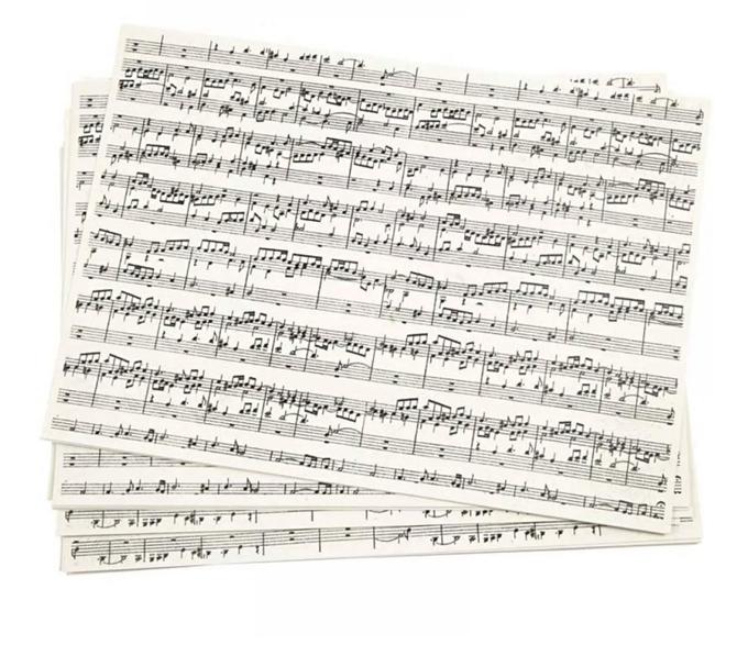 Kreativpapier "Noten Musik creme" 100g/qm, Din A4, 10 Bögen