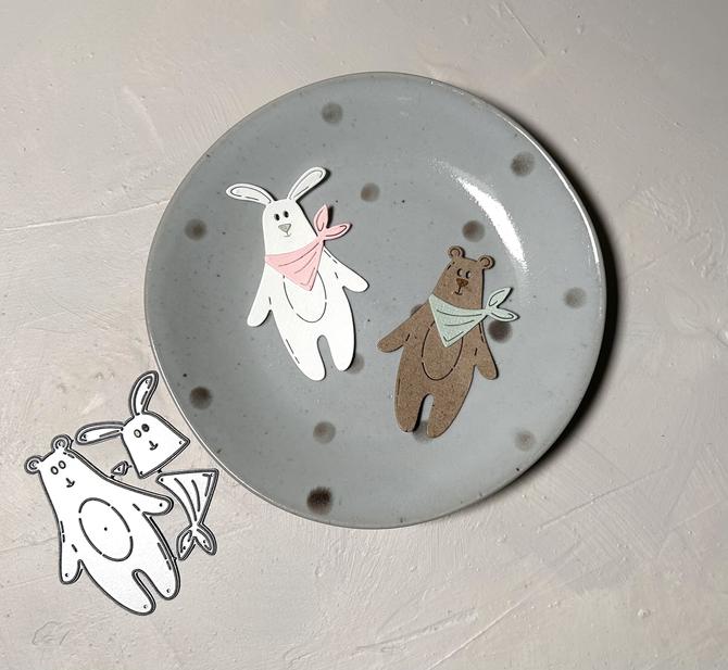 Stanzschablone Baby world "Bär & Hase" , bis 4,1x7,2cm
