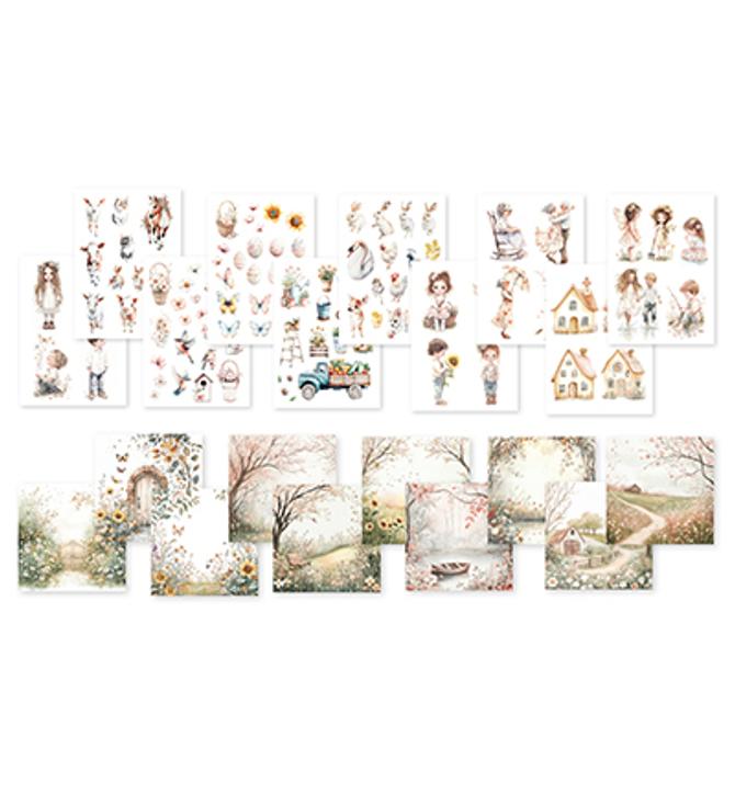  Design Papier Set "Happy Spring", DIN A4 & 20x20cm, 30-tlg