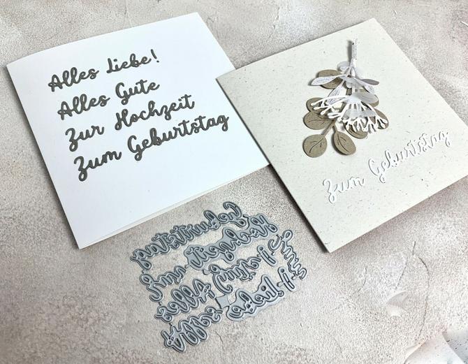 Stanzschablone Worte Schriften "Alles Liebe, Geburtstag.."1,5-2cm hoch, 8-tlg.