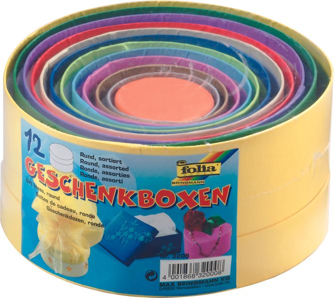 Geschenkboxen RUND oder HERZFÖRMIG, in weiß oder verschiedenen Farben, 12 Größen