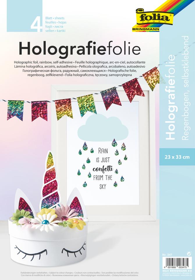 Holographische Folie, selbstklebend, 23 x 33cm, Regenbogen