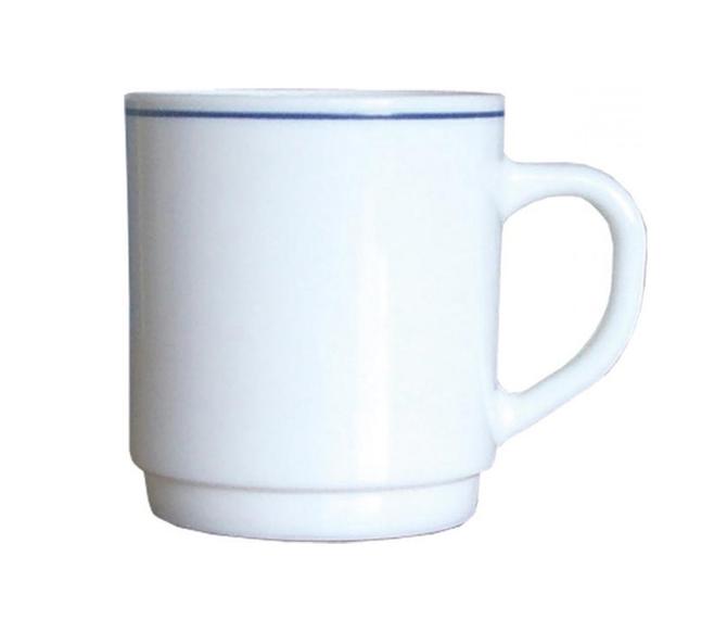 Arcopal Delft - weiß mit blauem Rand - Kaffebecher, 29 cl